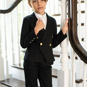 Unworn! PETIT CLAIR 8 Brown Textured Double Breasted Blazer Suit Coat Jacket